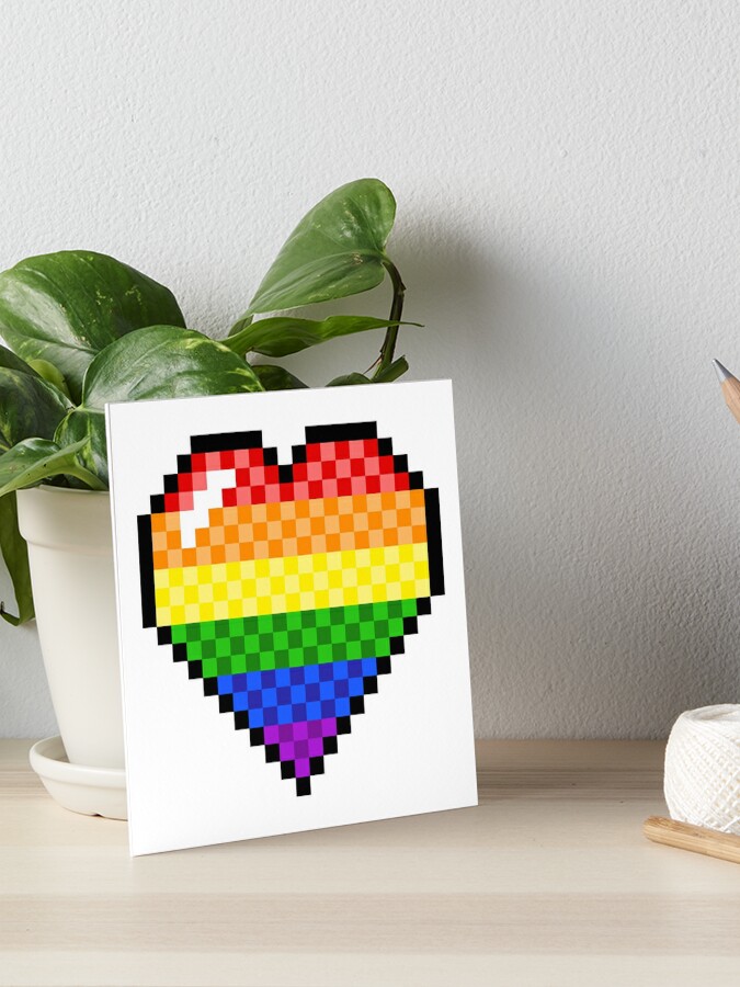 Rainbow and Black Heart Perler Bead