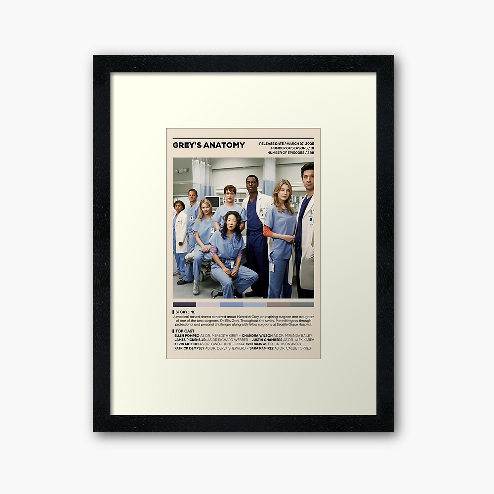 Grey’s Anatomy Tv Show Poster, Doctor Nurse Tv Series Wall Art Photographic Print