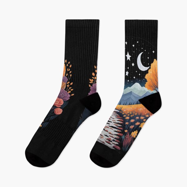 Item preview, Autumn Trees and Mountains Floral Moon and Stars  designed and sold by Shaymalily.