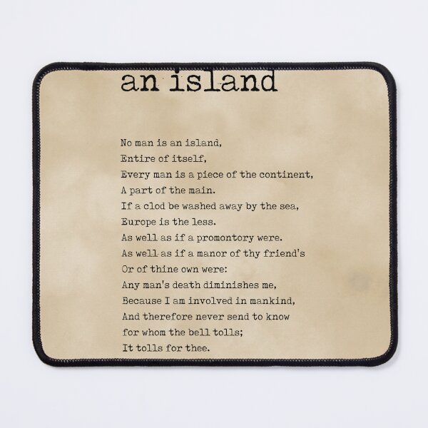 Item preview, No Man Is An Island - John Donne Poem - Literature - Typewriter Print 3 designed and sold by Studio Grafiikka.
