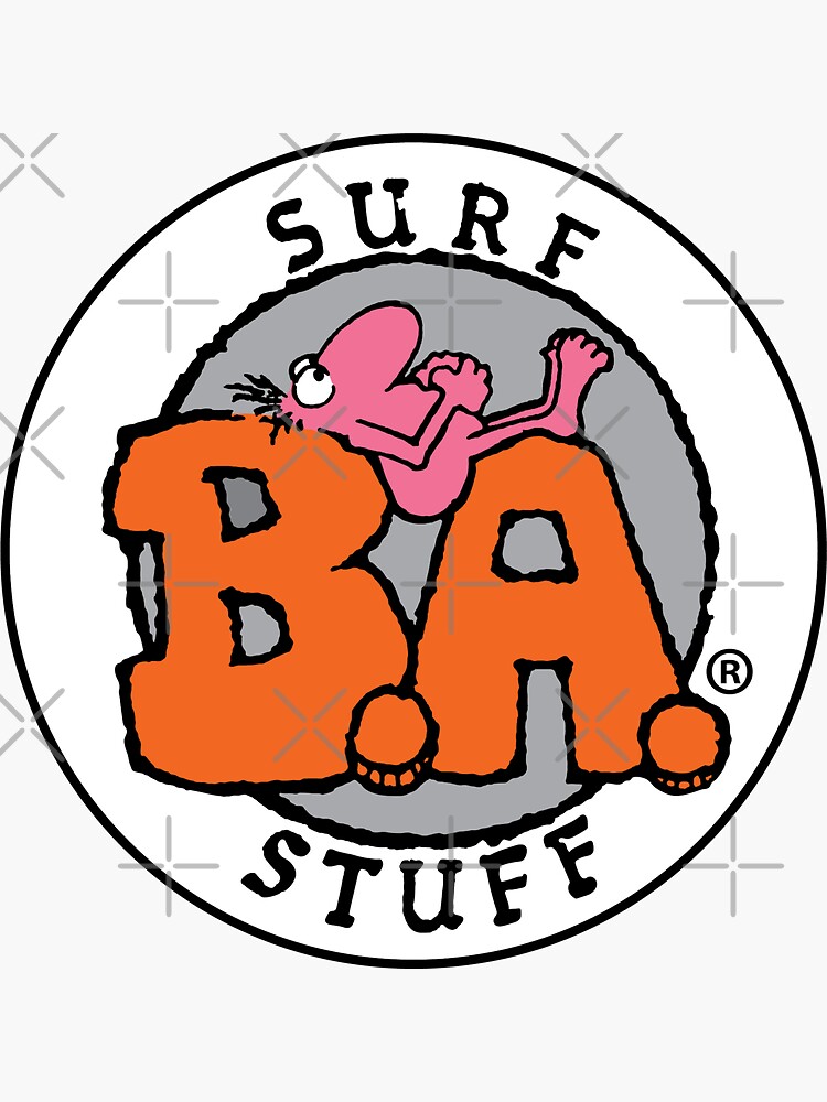 BA Surf Stuff 1980's Surf Brand 1990's Vintage Surf apparel Bare Ass Surf  Stuff Rare CA Surf Brand | Sticker