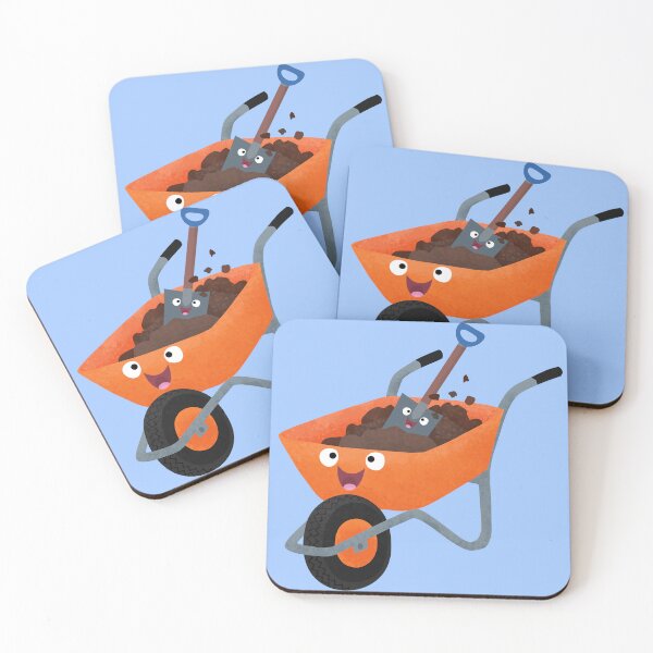 Item preview, Cute happy orange wheelbarrow kids illustration designed and sold by FrogFactory.
