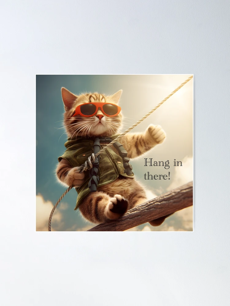 Hang In There Motivational Poster Print Rock Climbing Gear