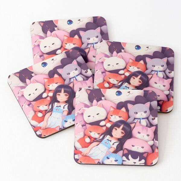 Item preview, Anime girl with cats  designed and sold by dreemy3699.