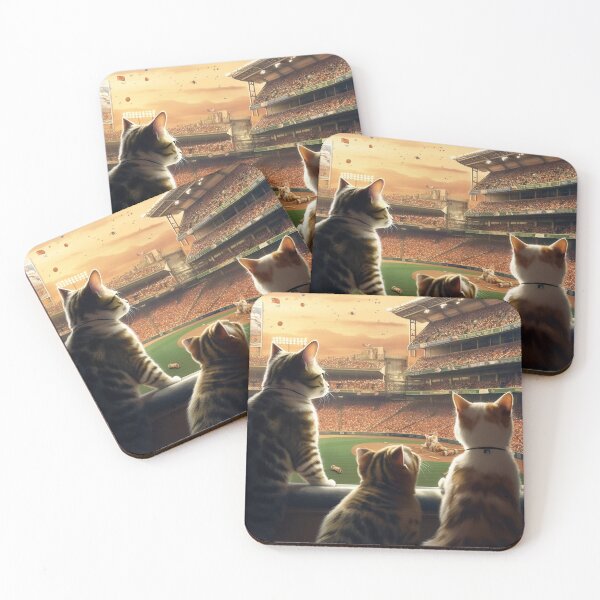 Item preview, Three Brother Cats Are Watching Baseball Game designed and sold by BDMeow.