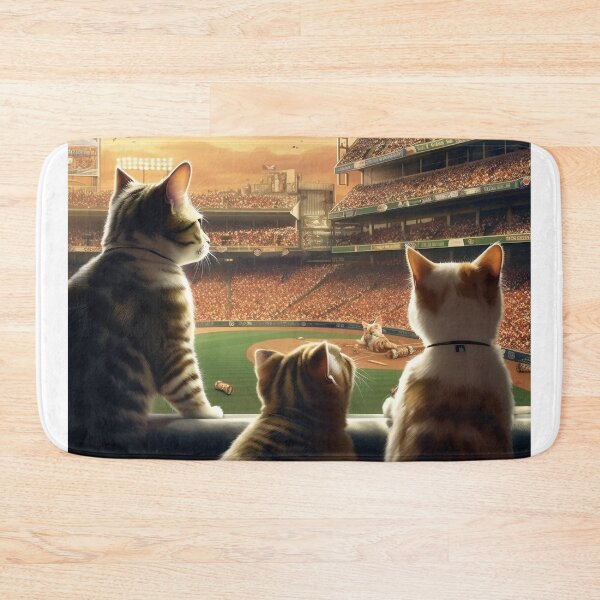 Item preview, Three Brother Cats Are Watching Baseball Game designed and sold by BDMeow.