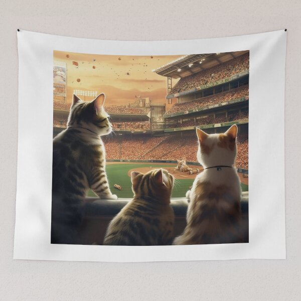 Item preview, Three Brother Cats Are Watching Baseball Game designed and sold by BDMeow.