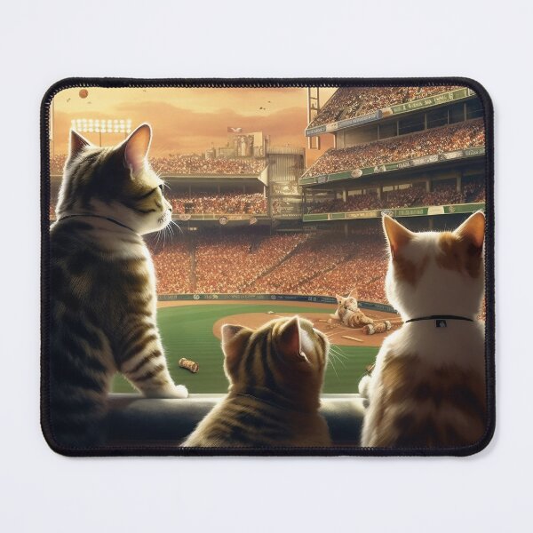Item preview, Three Brother Cats Are Watching Baseball Game designed and sold by BDMeow.