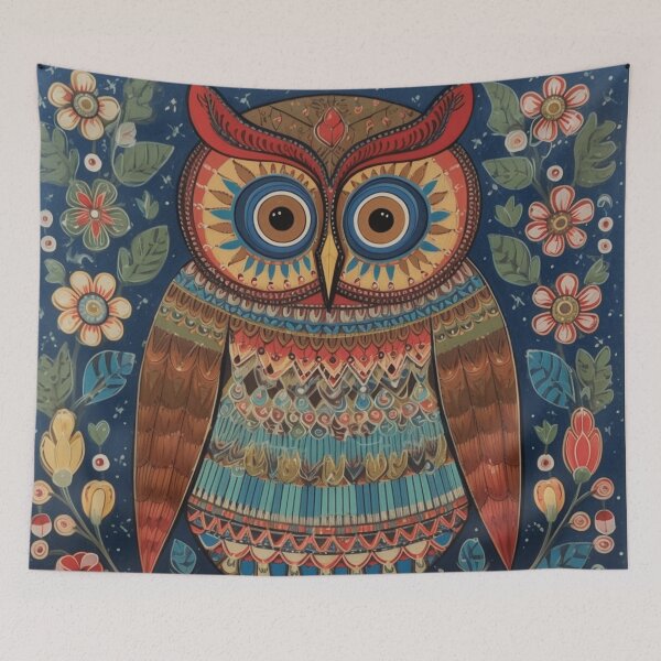 Item preview, cute owl, folk art style designed and sold by SBD-Shop.
