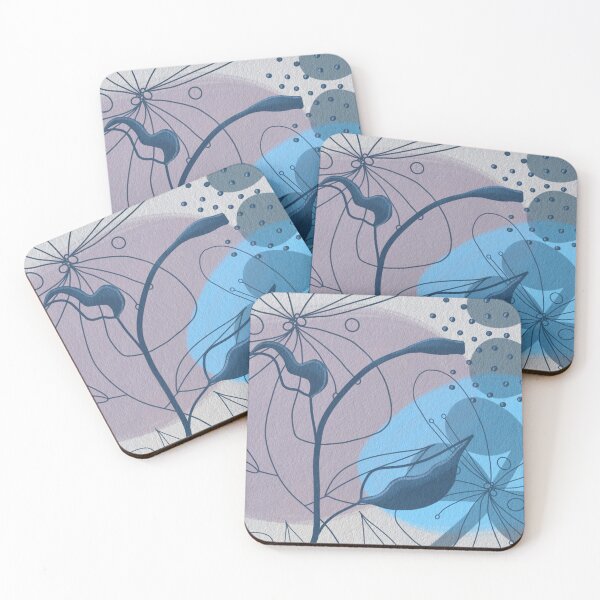 Item preview, Abstract Blue Boho plants designed and sold by Artistestella.