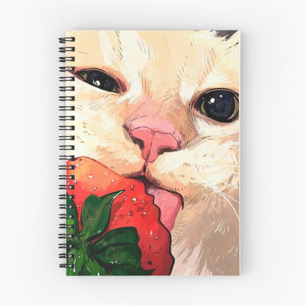 Item preview, Cute cat eats strawberries designed and sold by Hot-Anime-.