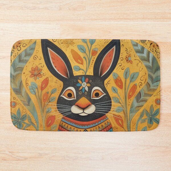 Item preview, flowery rabbit, folk art style designed and sold by SBD-Shop.