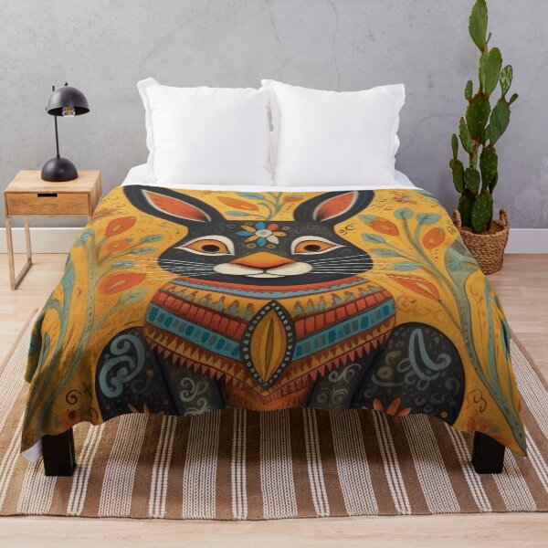 Item preview, flowery rabbit, folk art style designed and sold by SBD-Shop.