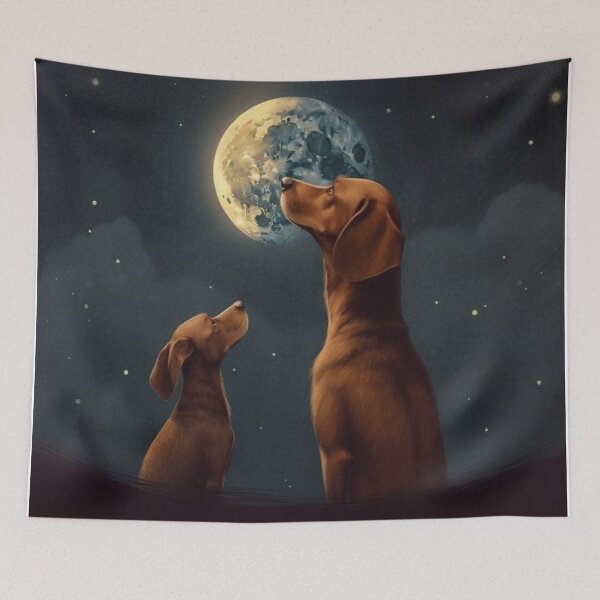 Item preview, Dog Love The Moon Print designed and sold by harperrjohn.