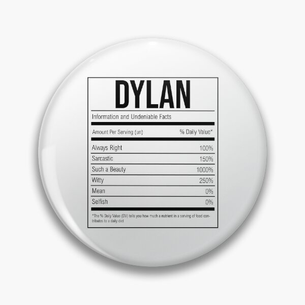 Item preview, Dylan Name Funny Nutrition Label designed and sold by XCIV.