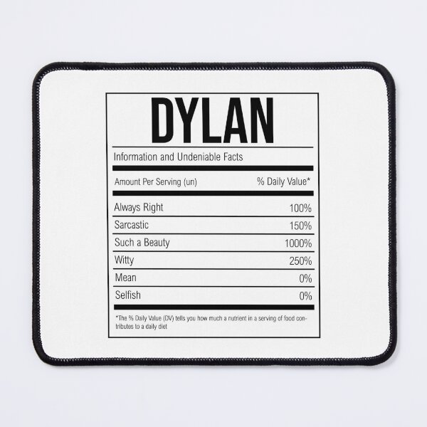 Item preview, Dylan Name Funny Nutrition Label designed and sold by XCIV.
