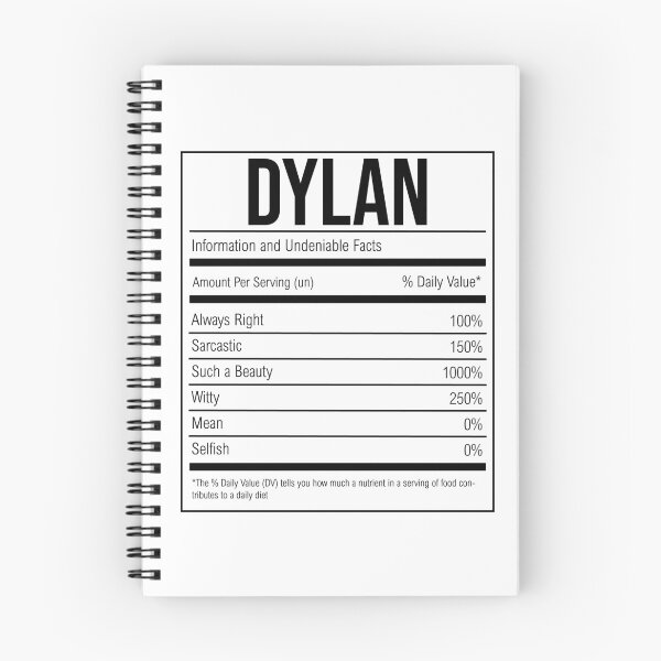 Item preview, Dylan Name Funny Nutrition Label designed and sold by XCIV.