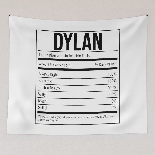 Item preview, Dylan Name Funny Nutrition Label designed and sold by XCIV.