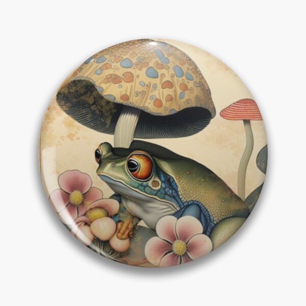 Item preview, Japanese Style Aesthetic Frog Lovers Mushrooms Floral Vintage Frog designed and sold by SunfullyYours.