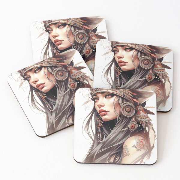Item preview, Beautiful woman with feather headdress designed and sold by StudioMarc.