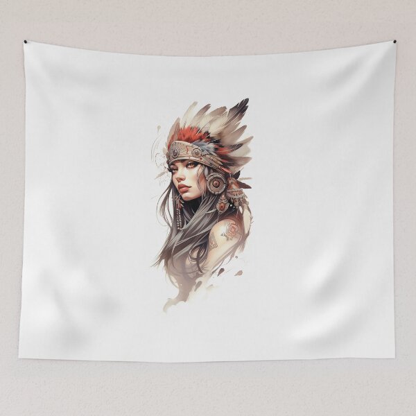 Item preview, Beautiful woman with feather headdress designed and sold by StudioMarc.