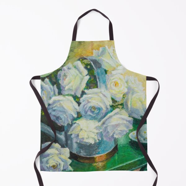 Artikelvorschau, Schöne weiße Rosen in einem Vasenstillleben-Ölgemälde entworfen und verkauft von ArtyBuys.