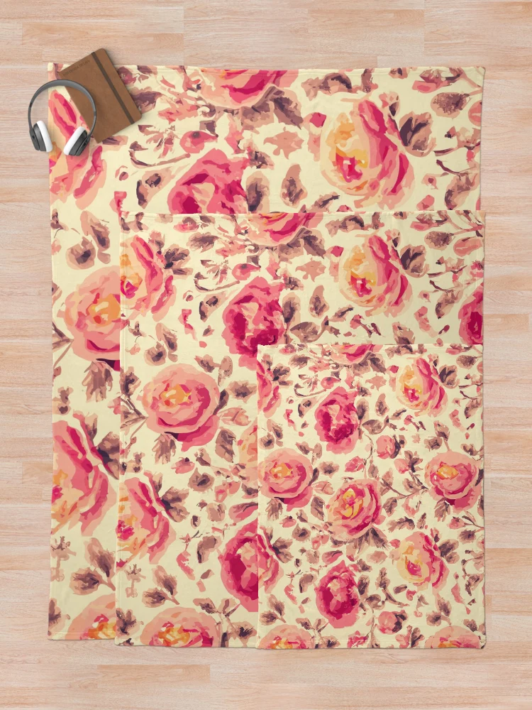 Thumbnail 5 of 6, Throw Blanket, Retro Roses designed and sold by SamJanner.