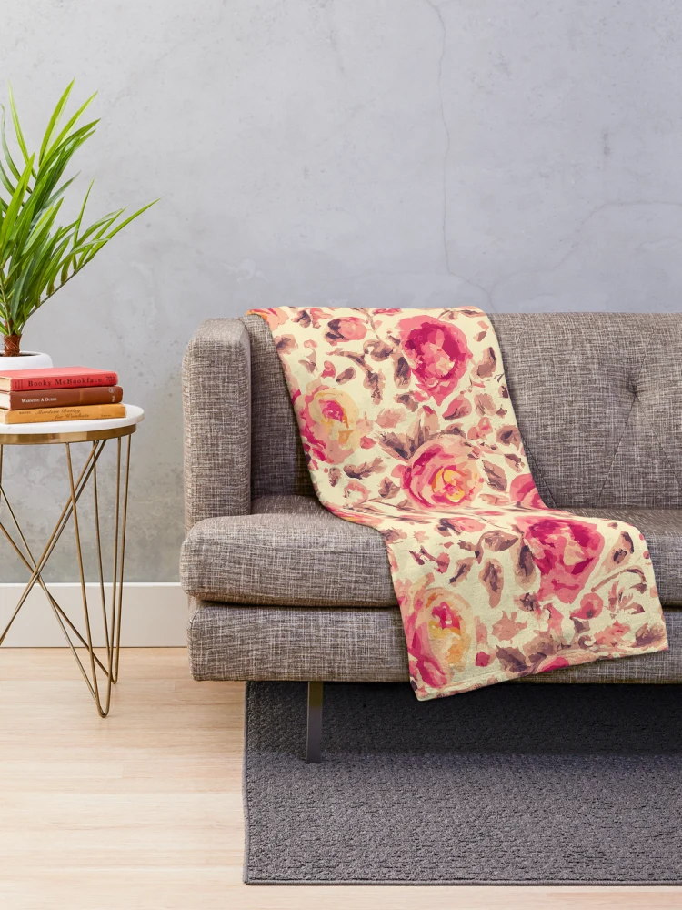 Thumbnail 2 of 6, Throw Blanket, Retro Roses designed and sold by SamJanner.