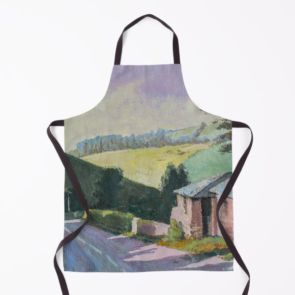Item preview, Impressionistic oil painting with a few plain houses next to a road with mountains in background, French/ Italian type scene designed and sold by ArtyBuys.