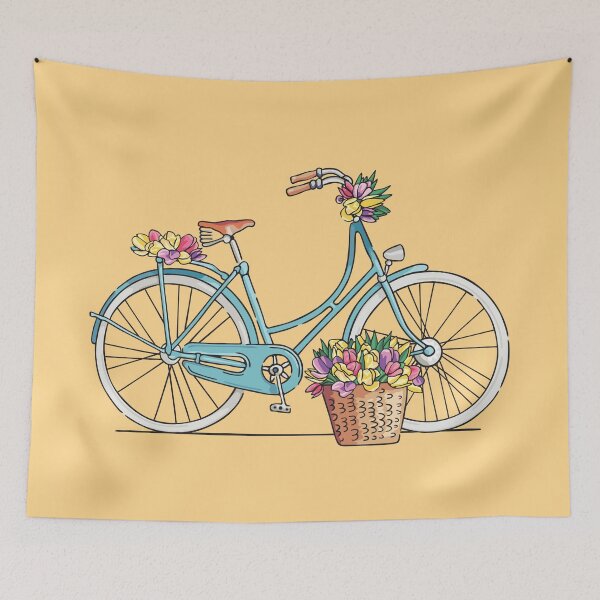 Item preview, Blue Retro Bicycle With Tulips designed and sold by sundrystudio.
