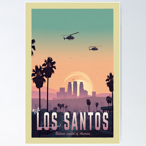 GTA V map Los Santos' Poster, picture, metal print, paint by Lucas