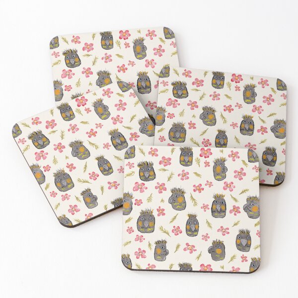 Item preview, Watercolour Black Cockatoos Geraldton Wax Flowers Cream designed and sold by Lozzie Eliza Designs.