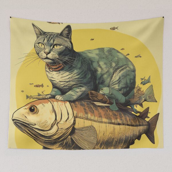 Item preview, cat fishing ride designed and sold by miraclemeows.
