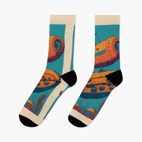 Item preview, A vintage submarine in retro colors designed and sold by CreativoLoco.