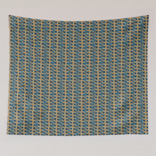 Aperçu de l'œuvre Pixelated Cross Pattern Multicolor Blue and Teal and Tan créée et vendue par MiracleROLArt.