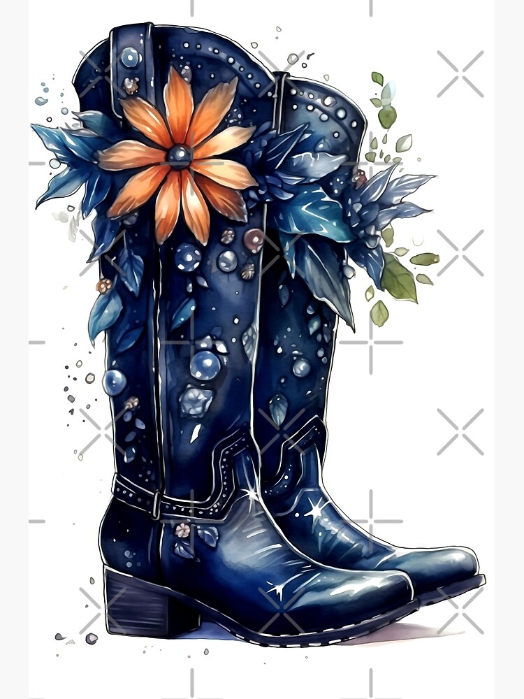 Floral Boots Clipart, Flower Footwear Art, Blooming Shoe, Garden Boot,  Petal Shoe, Rosy Footwear, Spring Vibes, Floral Fashion Poster