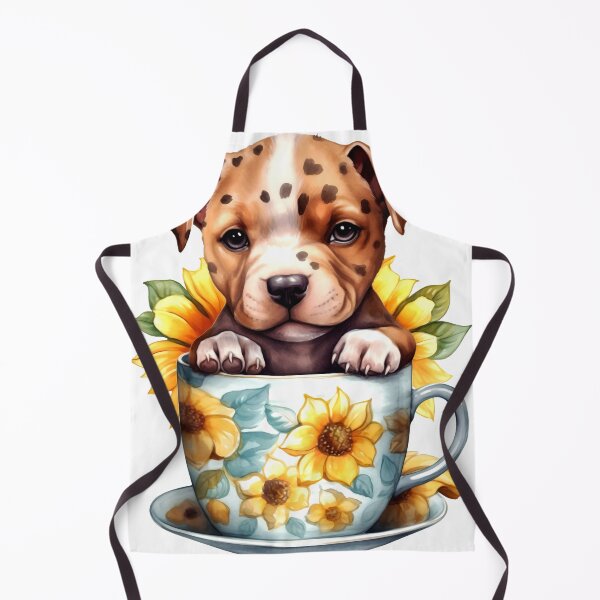 Item preview, American Pit Bull Terrier Clipart, Dog in Sunflower Tea Cup, Sunflower Teacup Art, Pup in Mug, Garden Dog, Tea Time Pup, Sunny Cute Print designed and sold by CoolorPainting.