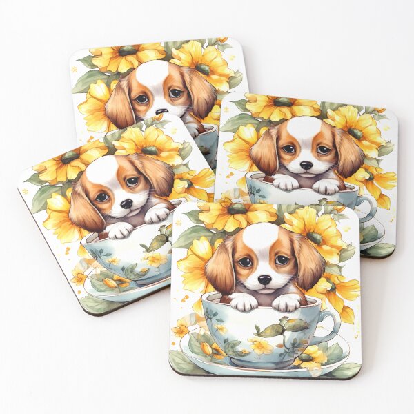 Item preview, Beagle Clipart, Dog in Sunflower Tea Cup, Sunflower Teacup Art, Pup in Mug, Garden Dog, Tea Time Pup, Sunny Cute Print designed and sold by CoolorPainting.