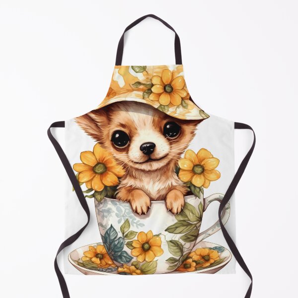 Item preview, Chihuahua Clipart, Dog in Sunflower Tea Cup, Sunflower Teacup Art, Pup in Mug, Garden Dog, Tea Time Pup, Sunny Cute Print designed and sold by CoolorPainting.