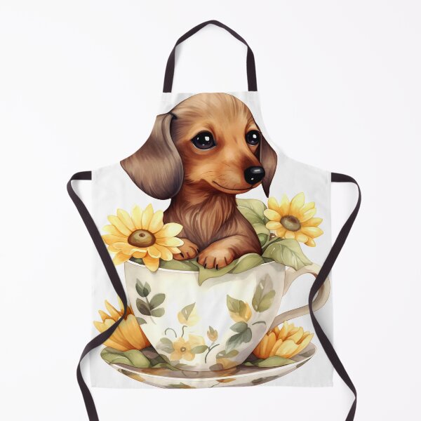 Item preview, Dachshund Clipart, Dog in Sunflower Tea Cup, Sunflower Teacup Art, Pup in Mug, Garden Dog, Tea Time Pup, Sunny Cute Print designed and sold by CoolorPainting.
