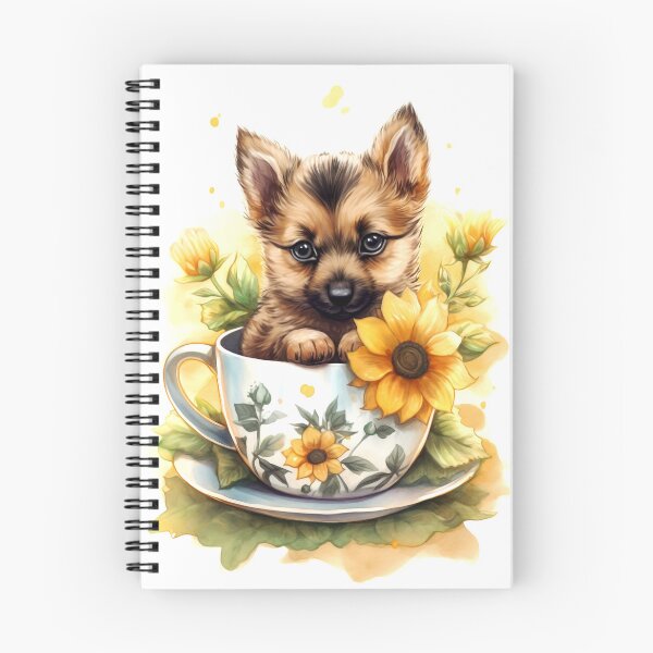 Item preview, German Shepherd Clipart, Dog in Sunflower Tea Cup, Sunflower Teacup Art, Pup in Mug, Garden Dog, Tea Time Pup, Sunny Cute Print designed and sold by CoolorPainting.