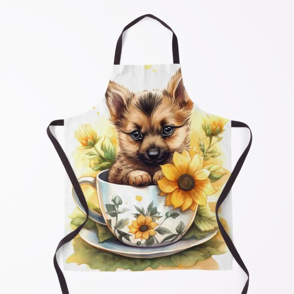 Item preview, German Shepherd Clipart, Dog in Sunflower Tea Cup, Sunflower Teacup Art, Pup in Mug, Garden Dog, Tea Time Pup, Sunny Cute Print designed and sold by CoolorPainting.