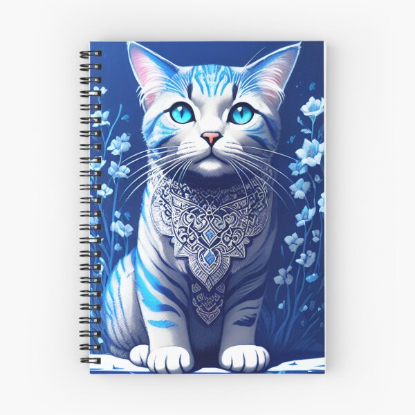 Item preview, Modern blue floral cat designed and sold by Kashear.