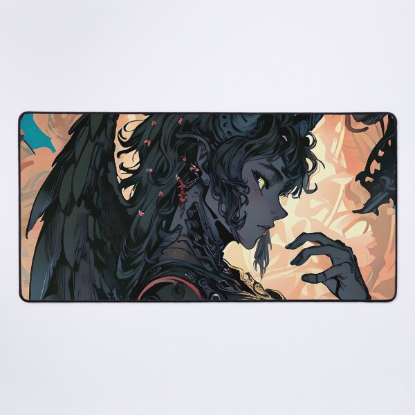 Item preview, Mythical Fantasy Girl with Feathered Wings and Horns designed and sold by ByteyCreatives.