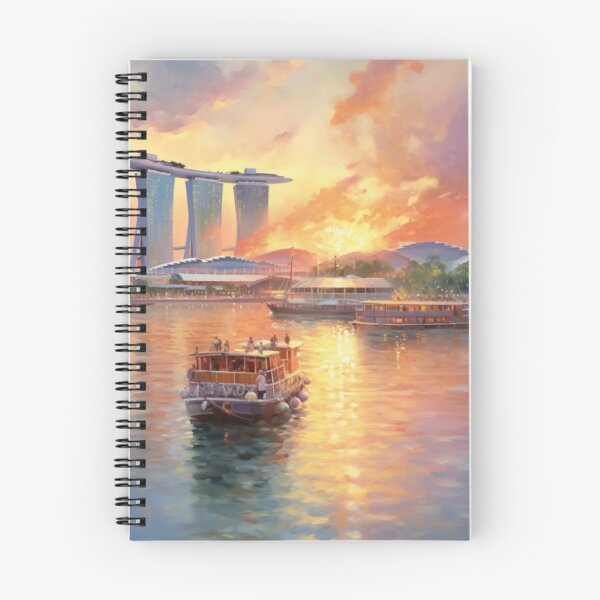 Item preview, Singapore Waterfront Impressions: Captivating Harbor Scenes in Expressive Brushstrokes designed and sold by HeritageJapArt.