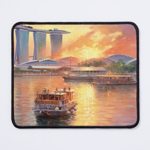 Item preview, Singapore Waterfront Impressions: Captivating Harbor Scenes in Expressive Brushstrokes designed and sold by HeritageJapArt.