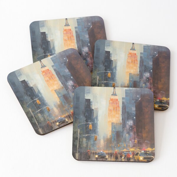 Item preview, Manhattan Skyline Impressions: Architectural Beauty in Vibrant Impressionistic Painting designed and sold by HeritageJapArt.