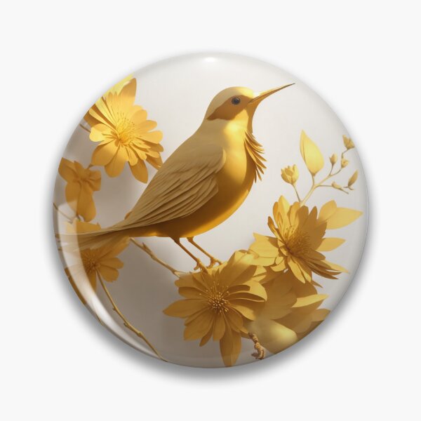Item preview, Feathers & Flowers,Golden Bird,Hihi Bird designed and sold by iLOVECRAFT.