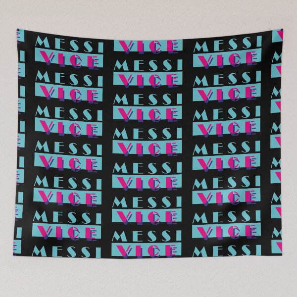 Item preview, MESSI VICE (Miami Vice style retro logo) (The goat is in Miami!) DARK version designed and sold by frikybomb.