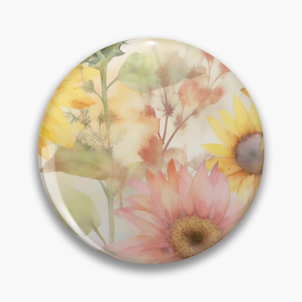 Artikelvorschau, Yellow and Pink Watercolour Sunflower Pattern entworfen und verkauft von sandy3105.